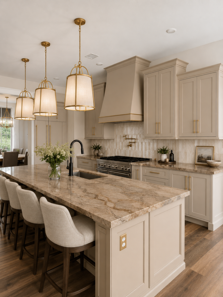 Houston interior design kitchen with custom cabinetry and luxury finishes